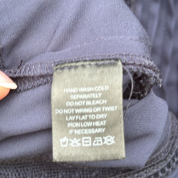 Octavia navy blouse, lace details, bell sleeves, size medium - Picture 6 of 6